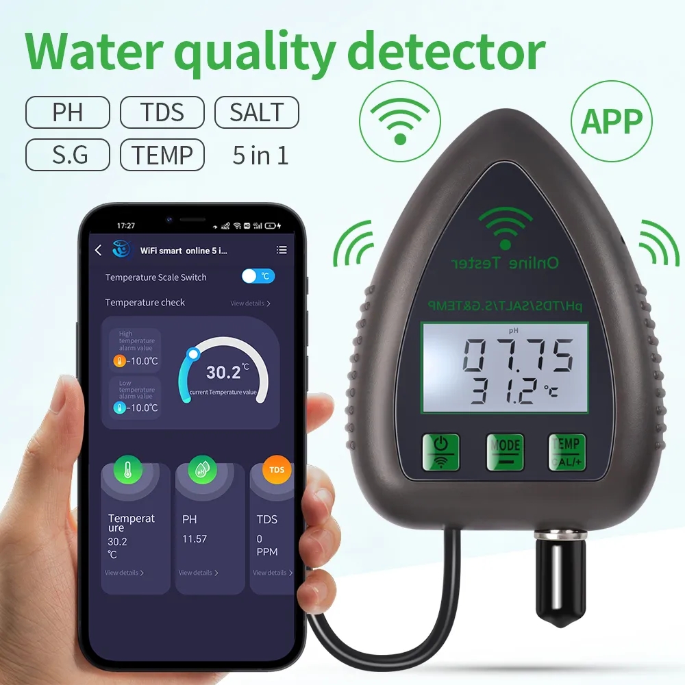 Tuya WiFi 5 in1 Water Quality  - đánh giá và giá Marine Aquarium Water Analyzer