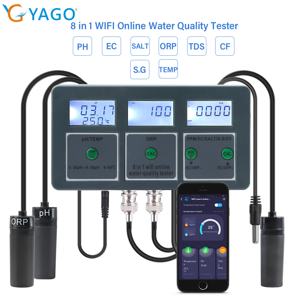 YAGO 8 in 1 WiFi Aquarium Wate - đánh giá và giá Marine Aquarium Water Analyzer