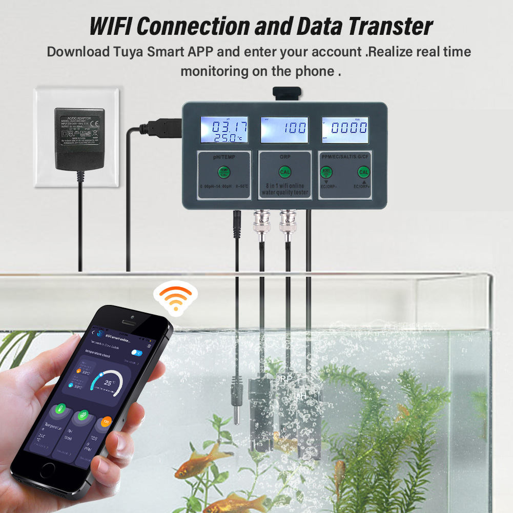 YAGO 8 in 1 WiFi Aquarium Wate - đánh giá và giá Marine Aquarium Water Analyzer